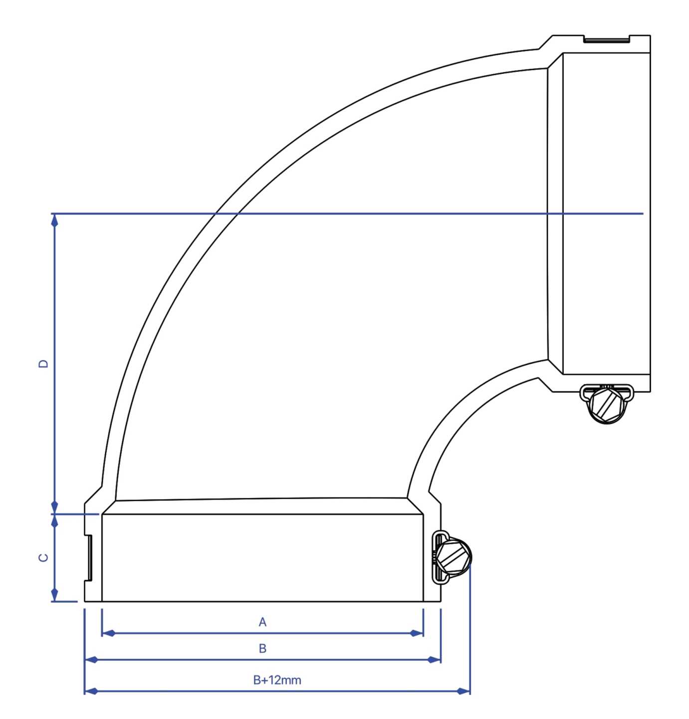 Maße Technische Zeichnung Flexibler Bogen