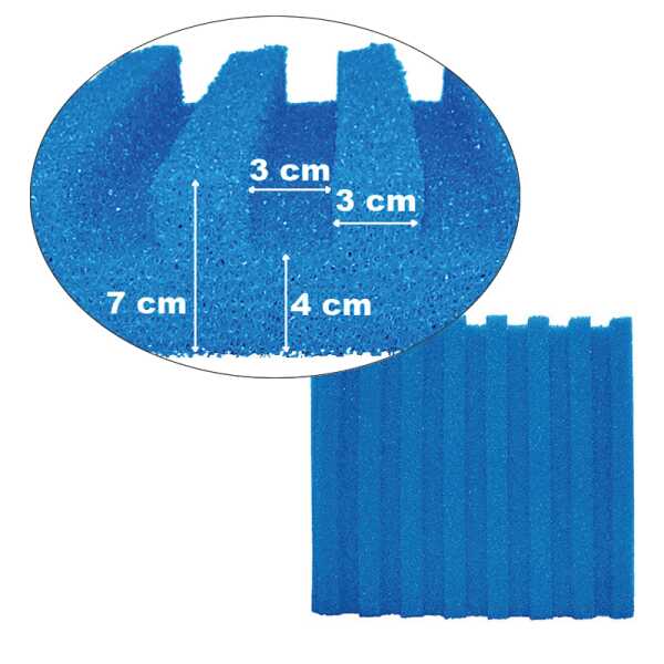 Filterschaum Blau T-Profil 58 x 27 x 7 cm
